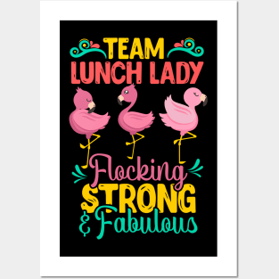 Womens Funny Lunch Lady Team design I Magical Cafeteria Flamingo Posters and Art